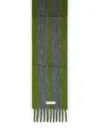 Marni Grey Mohair Blend Scarf With Fringes In Green