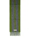 Marni Grey Mohair Blend Scarf With Fringes In Green