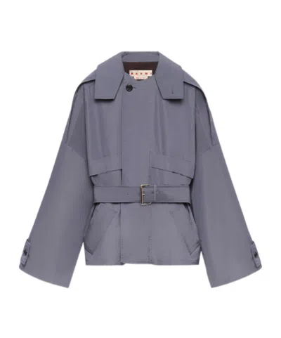 Marni Grey Nylon Blouson With Belt In Purple