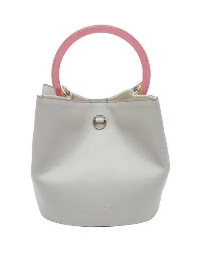 Marni Grey Pannier Handbag In Gray