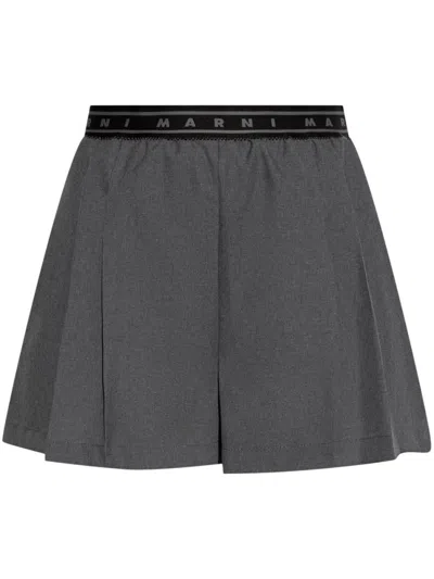 MARNI GREY PLEATED SHORTS