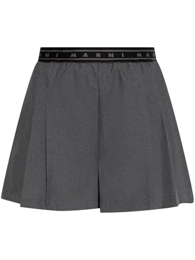 Marni Grey Pleated Shorts With Elastic Waistband