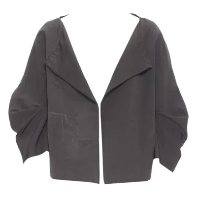 Pre-owned Marni Grey Polyester Open Front Pinched Sleeve Rounded Cocoon Jacket It44 In Gray