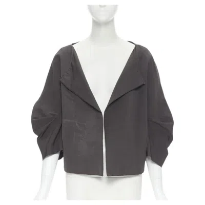 Pre-owned Marni Grey Polyester Open Front Pinched Sleeve Rounded Cocoon Jacket It44 In Gray