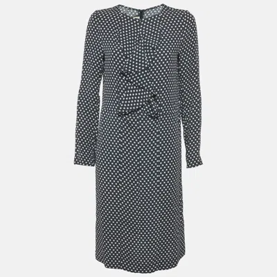 Marni Grey Printed Crepe Ruffled Short Dress In Black