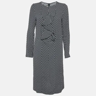 Pre-owned Marni Grey Printed Crepe Ruffled Short Dress M In Gray