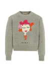 Marni Grey Sweater For Girl With Face In Gray
