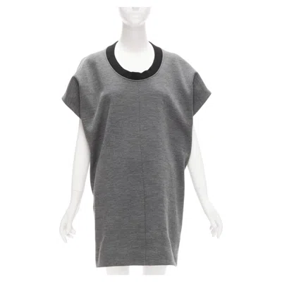 Pre-owned Marni Grey Virgin Wool Blend 3d Cut Structured Boxy Casual Dress It40 S In Gray