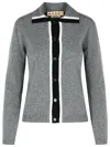 Marni Virgin Wool Cardigan With Contrasting Collar In Gray
