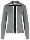 Marni Virgin Wool Cardigan With Contrasting Collar In Gray