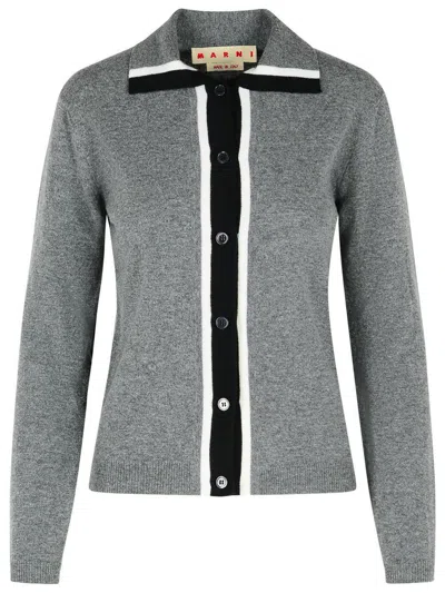 MARNI MARNI GREY VIRGIN WOOL CARDIGAN