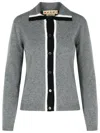 Marni Virgin Wool Cardigan With Contrasting Collar In Gray