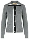 Marni Virgin Wool Cardigan With Contrasting Collar In Gray