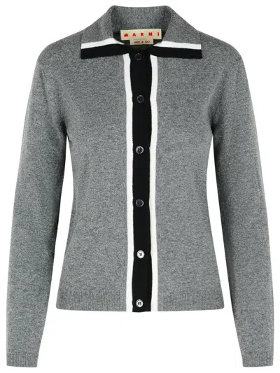 MARNI GREY VIRGIN WOOL CARDIGAN