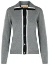 Marni Womens 00n60 Colour-block Brand-embroidered Wool Cardigan In Gray