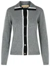 Marni Virgin Wool Cardigan With Contrasting Collar In Gray