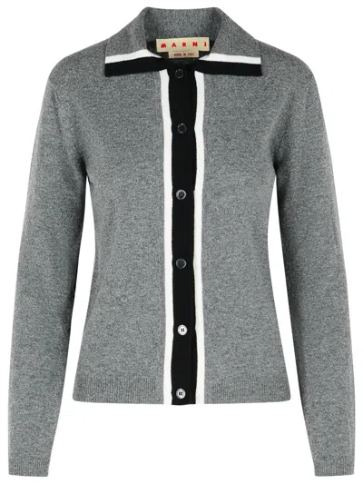 MARNI MARNI GREY VIRGIN WOOL CARDIGAN WOMEN