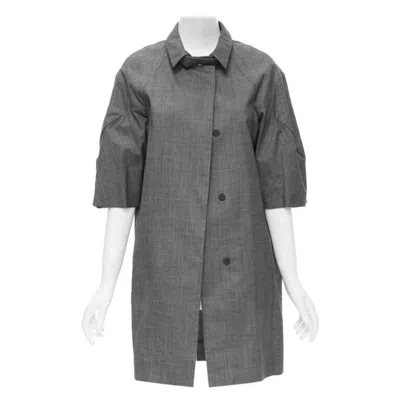 Pre-owned Marni Grey Virgin Wool Curved Rounded Short Sleeve Cocoon Coat It38 Xs In Gray