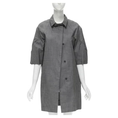 Pre-owned Marni Grey Virgin Wool Curved Rounded Short Sleeve Cocoon Coat It38 Xs In Gray