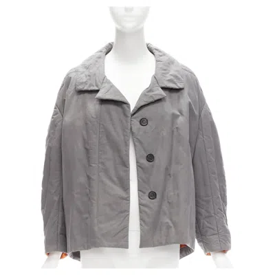 Pre-owned Marni Grey Washed Cotton Brown Lined Padded Cocoon Ma1 Jacket It36 Xs In Gray