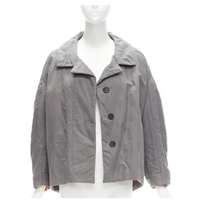 Pre-owned Marni Grey Washed Cotton Brown Lined Padded Cocoon Ma1 Jacket It36 Xs In Gray