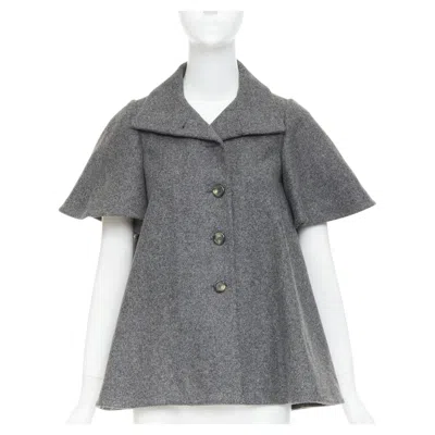 Pre-owned Marni Grey Wool Blend Flannel Flutter Short Swing Jacket It38 Xs In Gray