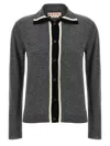 Marni Virgin Wool Cardigan With Contrasting Collar In Gray