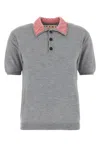 Marni Wool Polo Shirt With Velvet Collar Clothing