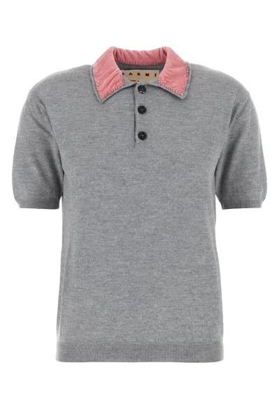 Marni Grey Wool Polo Shirt