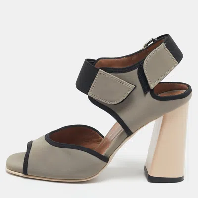 Pre-owned Marni Grey/black Neoprene Chomp Ankle Strap Sandals Size 36