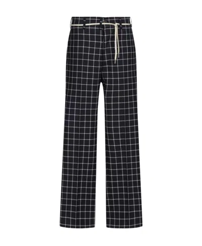 Marni Grid-pattern Straight-leg Trousers In Black