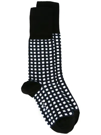 Marni Grid Print Socks In Black