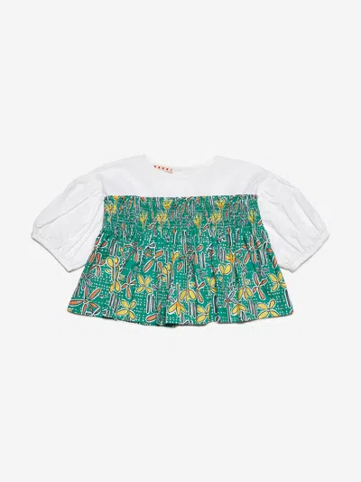 Marni Kids'  Grils Carioca Print Shirt In Green