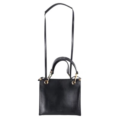 Marni Grip Shoulder Bag In Navy Blue Leather
