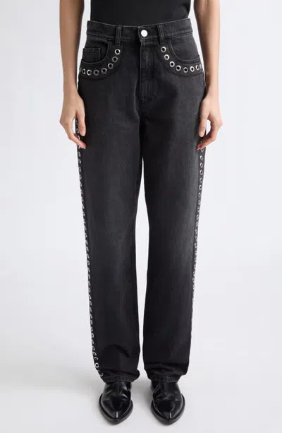 Marni Grommet Detail Slight Flare Jeans In 00n99 Black