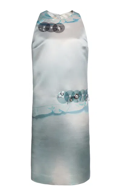 Marni Grommet-embellished Midi Shift Dress In Blue