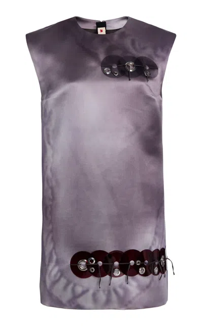 Marni Grommet-embellished Mini Shift Dress In Purple