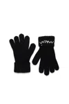 Marni Wool-blend Knit Gloves With Logo In Black