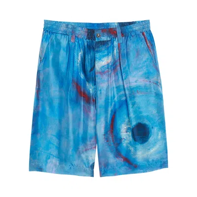 Pre-owned Marni Haboutai Silk Bermuda Shorts 'cobalt' | Blue | Men's Size 60