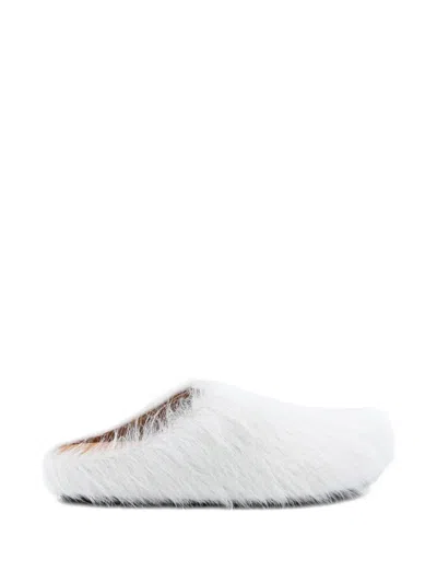 Marni Fussbett Leather Mule Slippers Rubber Sole In White
