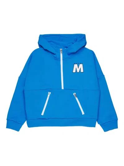 Marni Kids' Half-zip Long-sleeve Hoodie In Blue