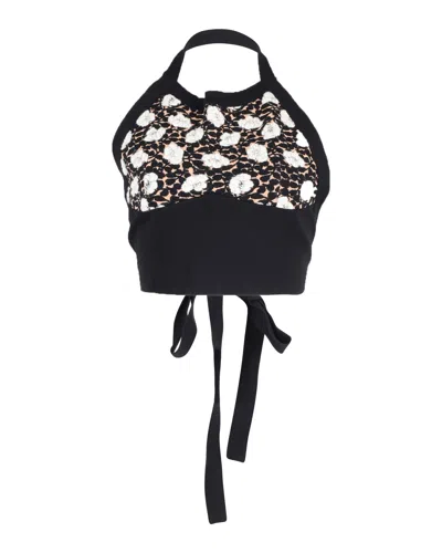 Marni Halter Knit Crop Top In Black Nylon