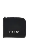 Marni Hammered Leather Wallet With Bold Logo In Black