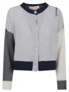 Marni Color-block Cashmere And Soft Calf Leather Cardigan