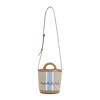 Marni Striped Shoulder Bag With Adjustable Strap And Handles In Brown