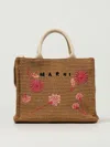 Marni Raffia Small Tote Bag In Brown