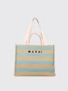 Marni Striped Dual Handle Tote Bag In Brick Red