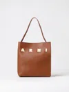 Marni Tote Bag With Elegant Lettering And Sophisticated Design In Brown