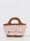 Marni Tropicalia Micro Handbag With Plush Texture In Brown