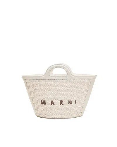 Marni Woven Cotton Handbag With Structured Silhouette In White